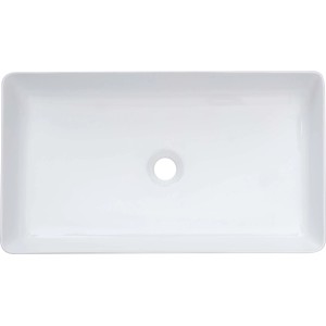 Rechteckiges, weißes baliv Aufsatzwaschbecken WBA-7090, 61x34,5 cm, ohne Hahnloch.