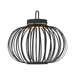 Schwarze LED Akku-Pendelleuchte Akuba, 33 cm, für Innen & Außen. Dekorative Außenleuchte.