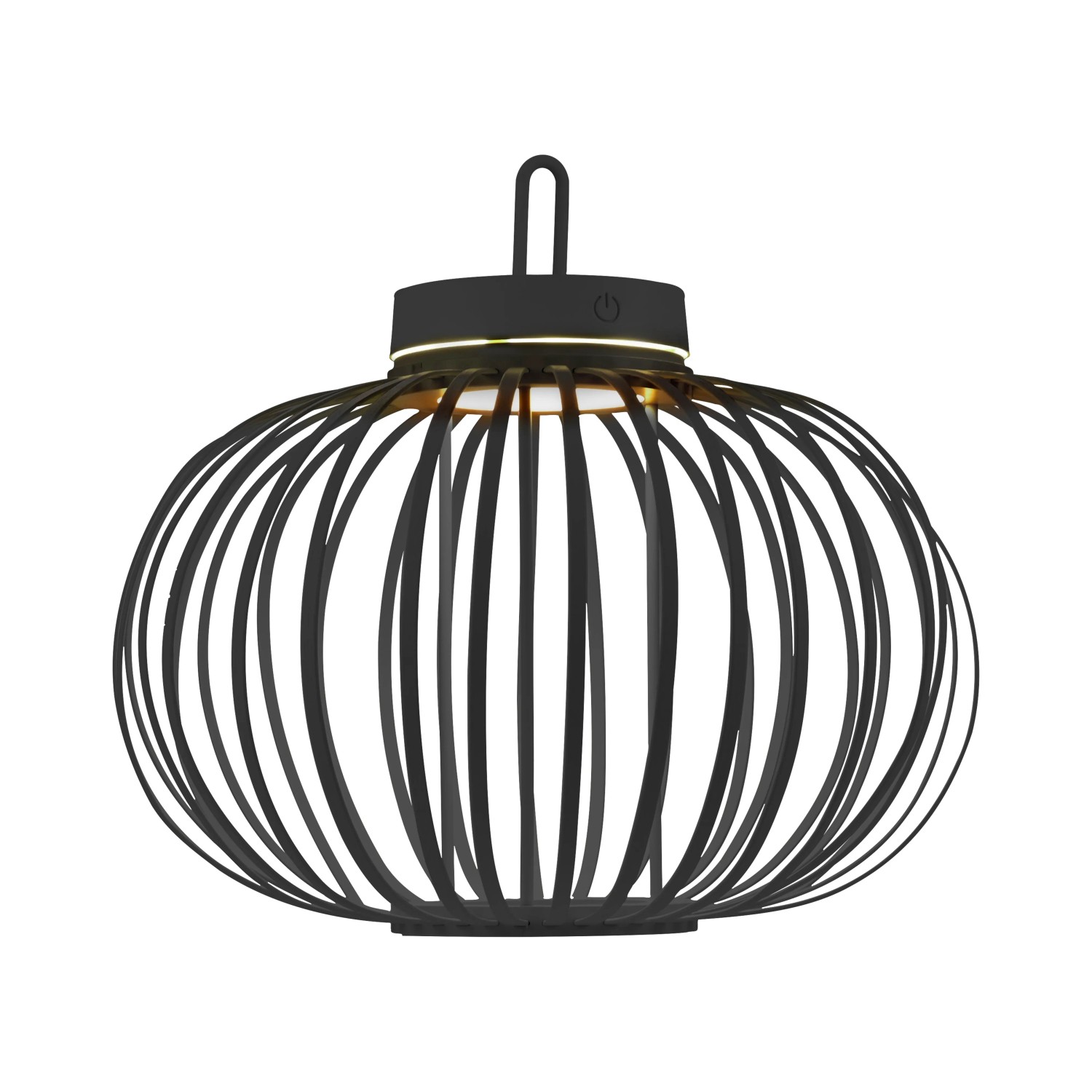 Schwarze LED Akku-Pendelleuchte Akuba, 33 cm, für Innen & Außen. Dekorative Außenleuchte.