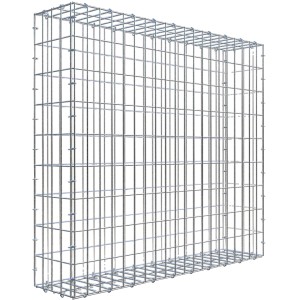 Leere Gabiona C-Ring-Gabione, 90x100x20 cm, Maschenweite 5x10 cm, aus verzinktem Draht.