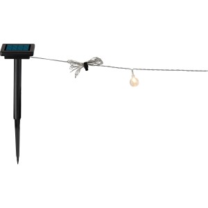 Transparente Solar-Lichterkette Tuoro mit 10 warmweißen LEDs für Garten und Balkon.