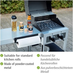 Wenko Küchenrollenhalter Ima, magnetisch, schwarz, am Grill befestigt. Praktisches Grillutensil für Küchenrollen.