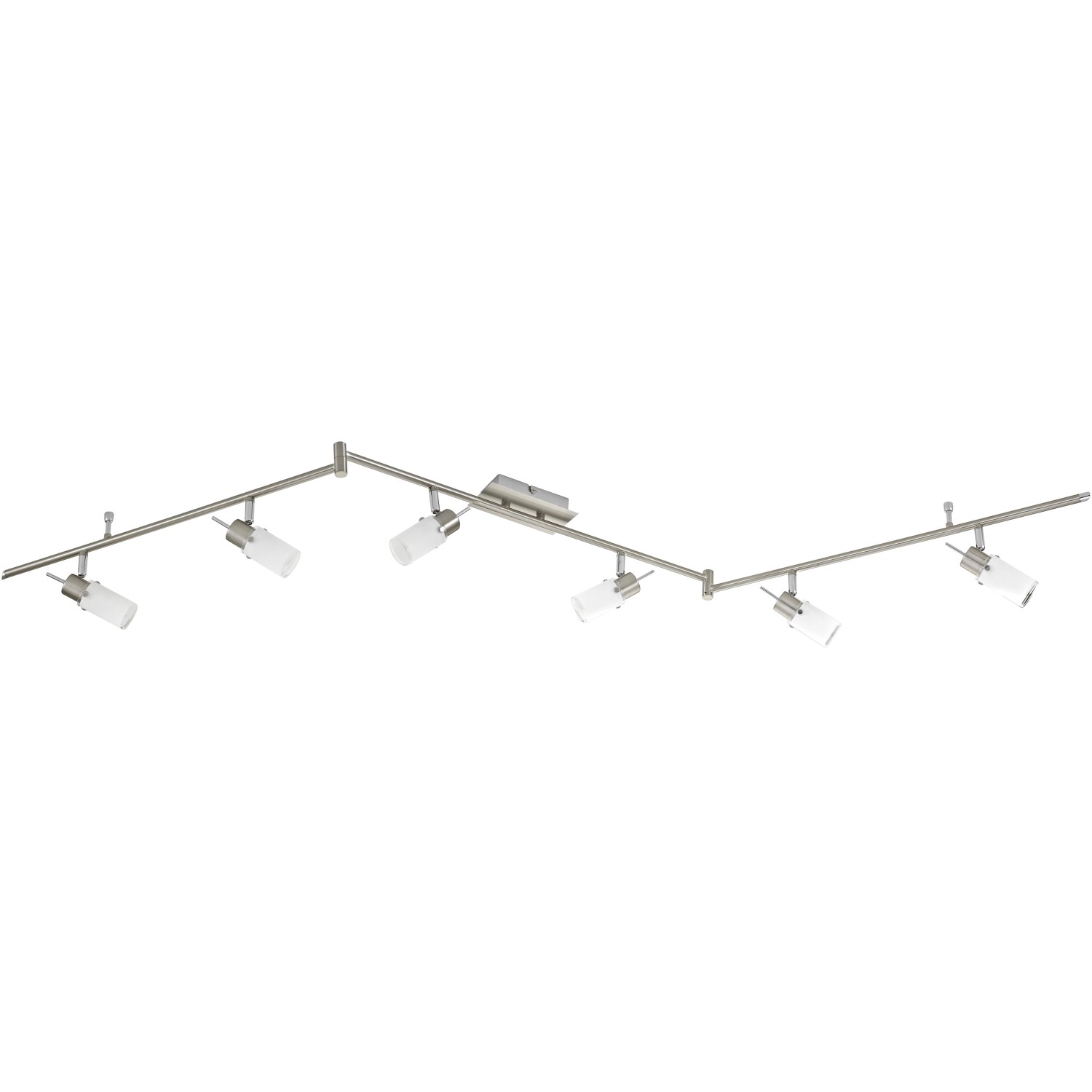 Just Light LED-Spot, 6-flammig, Stahl, mit satiniertem Glas. Moderne Deckenleuchte für flexible Beleuchtung.
