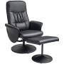 Schwarzer HOMCOM Relaxsessel mit Hocker aus Kunstleder, drehbar und mit Liegefunktion, ideal als Loungesessel.