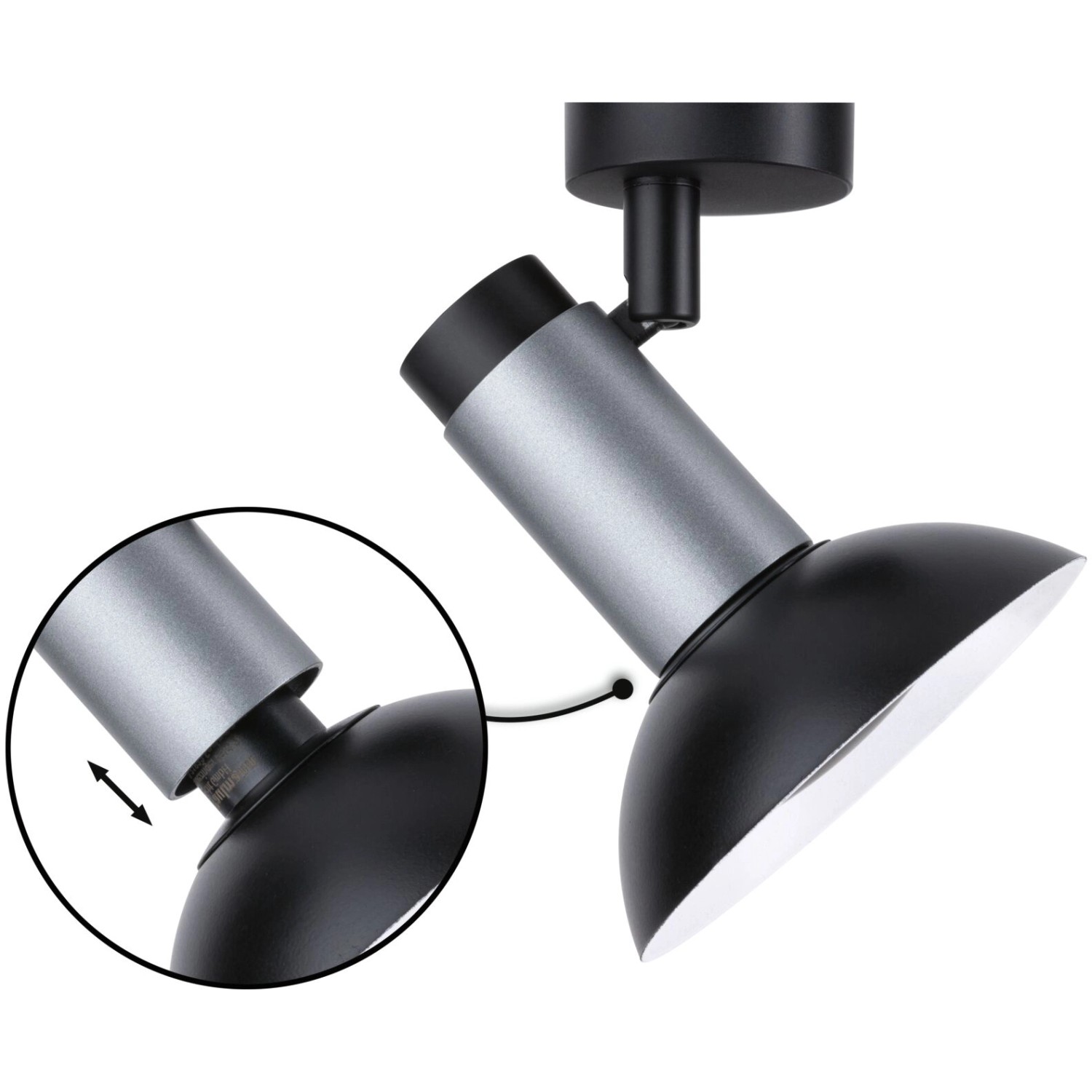Paulmann Runa Deckenleuchte, schwarz-anthrazit, schwenkbarer GU10 Spot für Wand oder Decke.