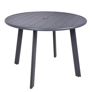 Runder, anthrazitfarbener Garden Pleasure Gartentisch Costa, 101,5 cm Durchmesser, mit Aluminiumgestell.