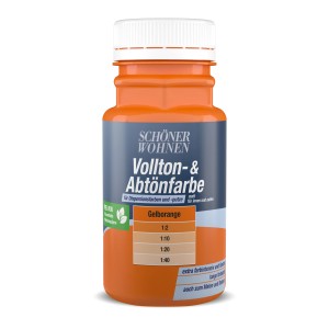 Schöner Wohnen Voll- und Abtönfarbe Gelborange, 125ml Flasche.