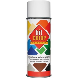 Hitcolor Sprühlack Reinweiß, seidenglänzend, 400ml Dose.