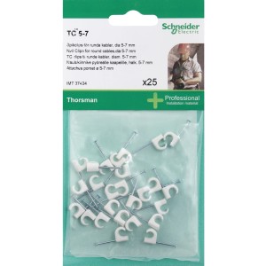 Schneider Electric Nagelschellen für Rundkabel, 25er Pack