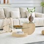 okwish Couchtisch mit Glas und Zwei Ebenen für Wohnzimmer 90x70x44 cm Natur_4