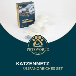 Petsworld Katzennetz 8x3 m Set mit Befestigungsmaterial und Kabelbindern.