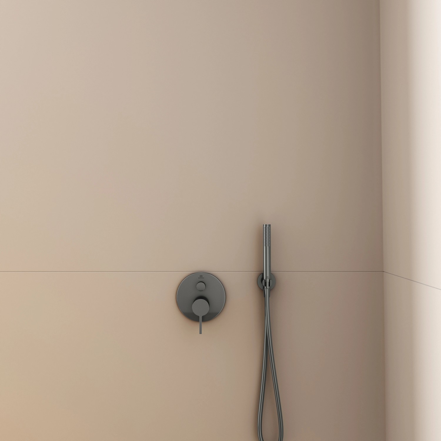 Ideal Standard Brausehalter Idealrain Atelier, Magnetic Grey, runde Halterung für Handbrause.