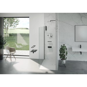 Hüppe Xtensa Pure Walk-In-Gleittür, 120x200 cm, silber hochglänzend, mit einem Gleittürsegment.