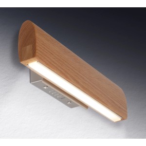 Moderne LED-Wandleuchte Rondo, 35 cm, aus Holz für Innen- und Außenbereich.