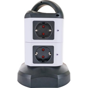 Schwaiger Steckdosentower mit 7 Schuko-Steckdosen, 2 USB-A Anschlüssen und 1,8 m Kabel.