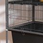 PawHut Kleintierkäfig Detail: Dunkelgraues Stahlgitter, schwarze Bodenschale und Rahmen. Ideal für Nagetiere und Freilaufgehege.