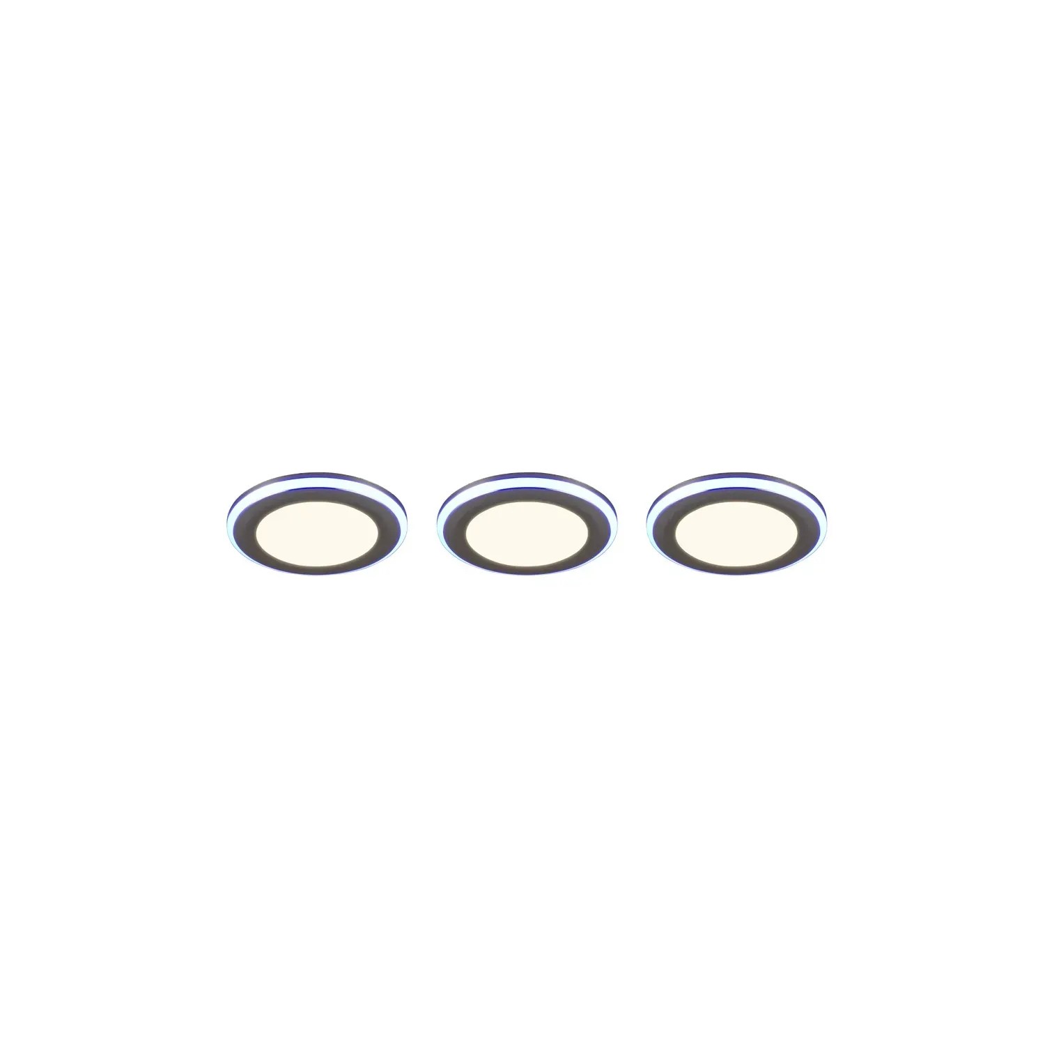 3er Set Trio LED Einbauleuchten Argus, chromfarben, Ø 8,2 cm. Moderne Deckenspots für Innenräume.