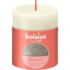 Bolsius Rustik-Kerze Sunset, 80/68 mm, Perle-Champagner. Stumpenkerze mit Metallic-Finish.