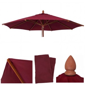 MCW Ersatzbezug für Holz-Sonnenschirm, Ø4m, Polyester Bordeaux