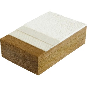 Steico protect H Holzfaser Dämmplatte 60mm mit Nut und Feder, Detailansicht der Materialschichten.