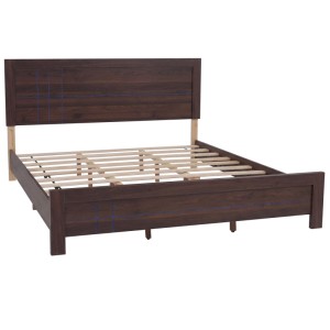 King Size Bett P44 in Walnuss-Optik mit Lattenrost, 180x200 cm.