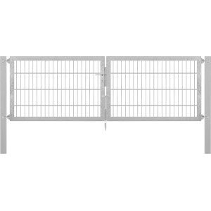 Feuerverzinktes Doppeltor Flexo Plus 250x80 cm mit Pfosten für Gartenzäune.