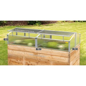 Juwel Thermohaus 200 für Holzhochbeet, 200x100x40 cm, mit 4 Fenstern und Alu-Rahmen.