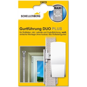 Schellenberg Rollladen Gurtführung Duo Plus Maxi, weiß, mit Zugluftdichtung und Gurtleitrolle.