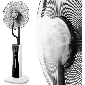 Vasner Standventilator Cooly mit Sprühnebel, weiß-schwarz. Ventilator mit digitalem Display und Fernbedienung.