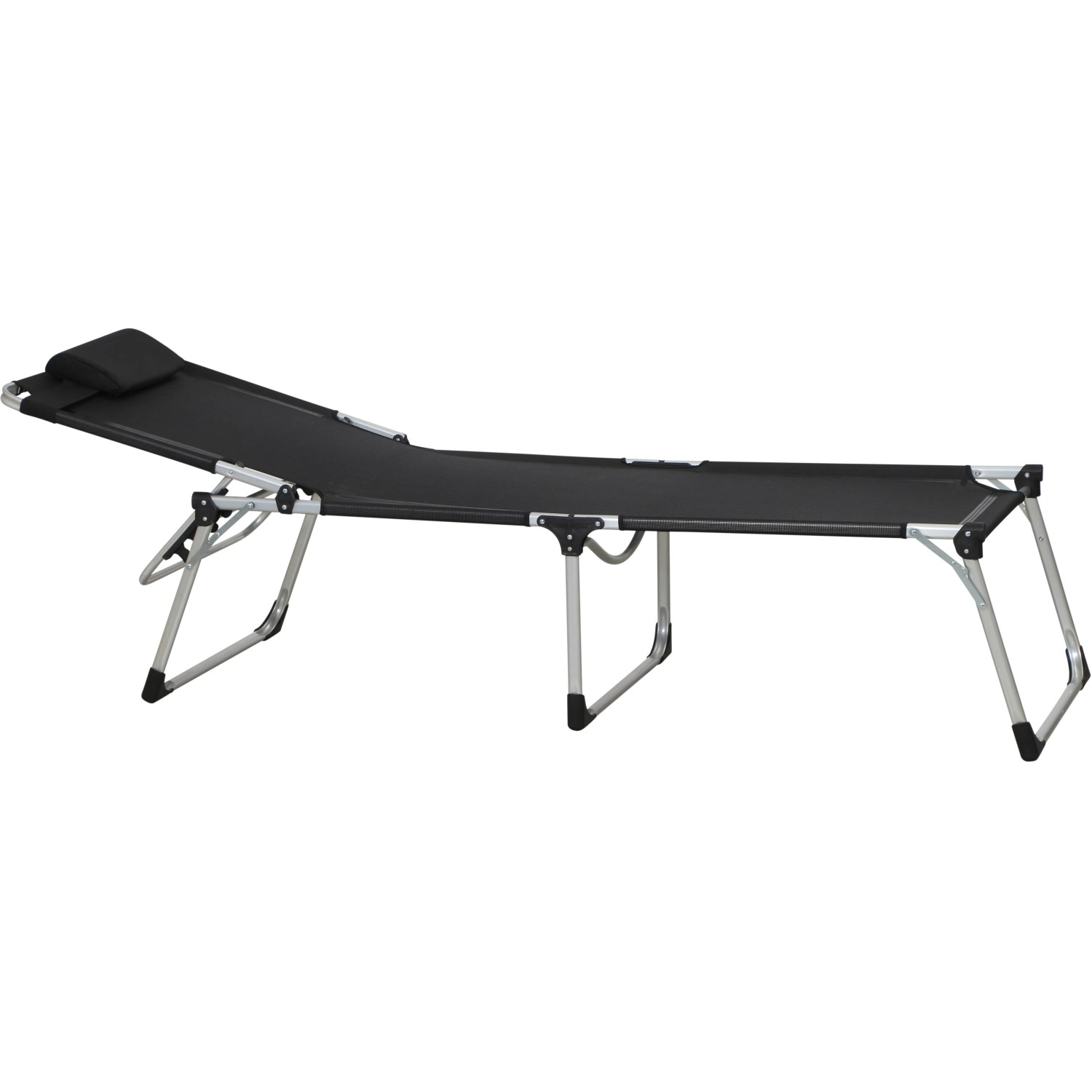 Schwarze Siena Garden Dreibeinliege Sole mit Kopfkissen, ideal für Garten und Terrasse.