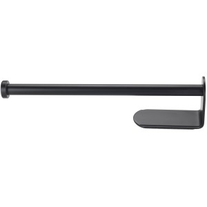 Schwarzer, selbstklebender Wenko Küchenrollenhalter Nio aus Aluminium, 27,5 cm breit.