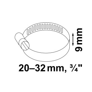 Kirchhoff Schlauchklemme, 9 mm breit, 20-32 mm Spannbereich, Edelstahl, 2er-Pack.