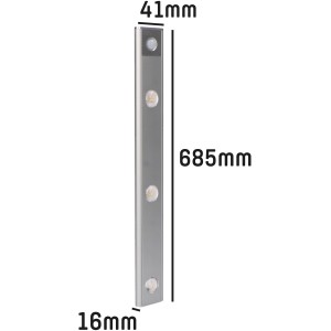 LED-Unterbauleuchte Silber, 68,5 cm mit PIR-Sensor und RGB-Farbwechsel.