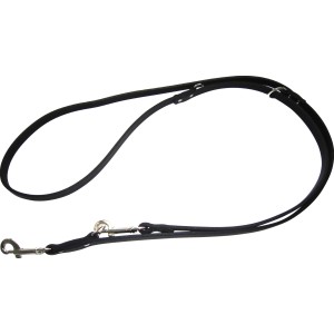 Schwarze Heim Hunde-Vorführleine aus Softleder, 300 cm lang und 14 mm breit.