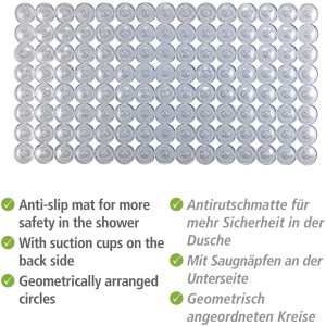 Transparente Wenko Wanneneinlage Belem (67,5x36cm) mit Saugnäpfen für mehr Sicherheit im Bad.