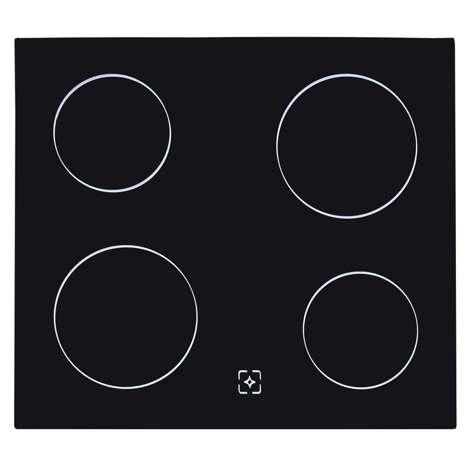 Schwarzes Glaskeramikkochfeld mit vier Kochzonen für Respekta Küchenzeile.