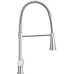 Chrom Küchenarmatur KI-1170 von baliv mit flexiblem Schlauch und schwenkbarem Auslauf.