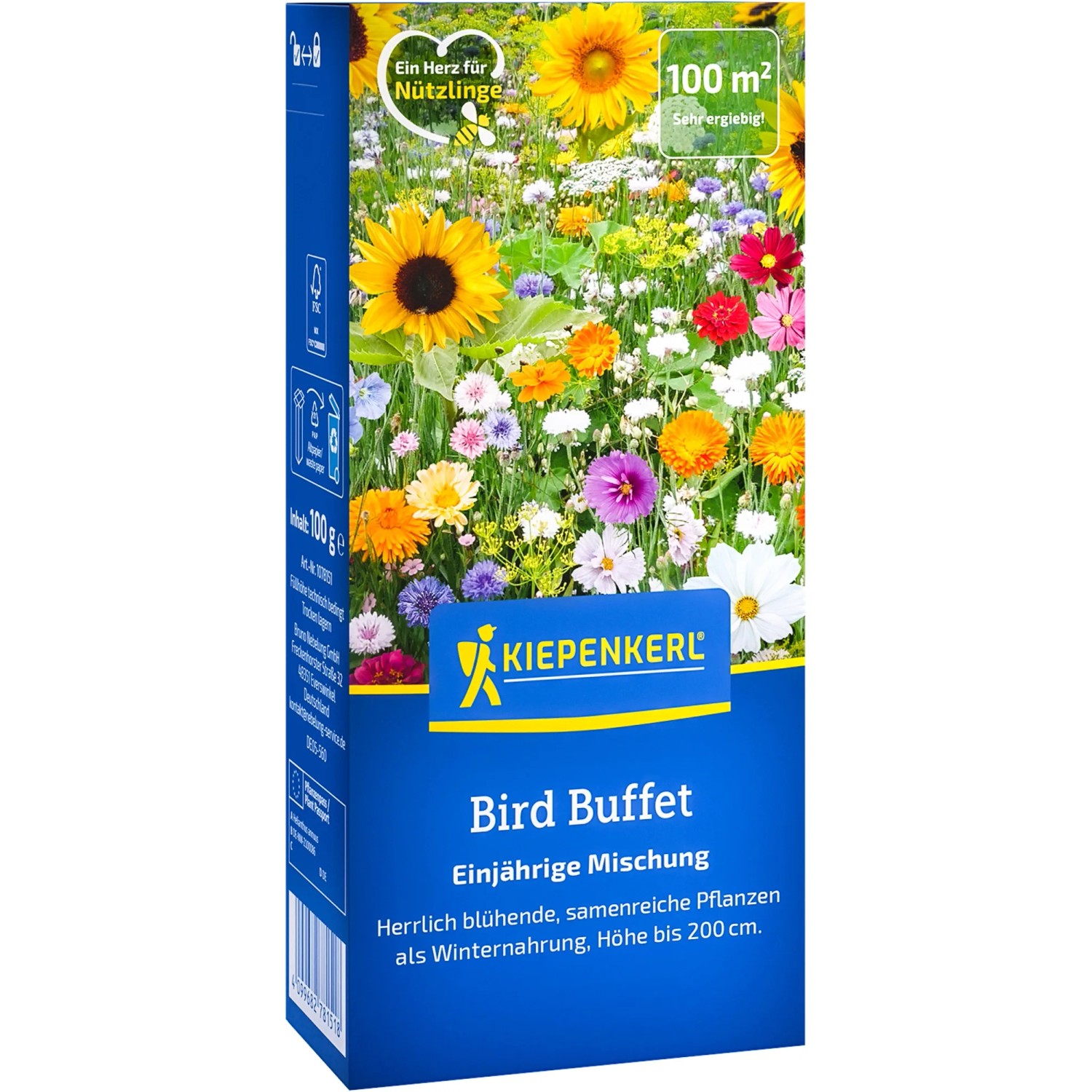 Kiepenkerl Saatgut Blumenmischung Bird Buffet: Bunte Blumen für Vögel im Winter.