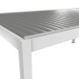 Detailansicht der Biohort Pergola 6 m x 3,5 m in Weiß-Silber, Terrassenüberdachung mit Lamellendach.