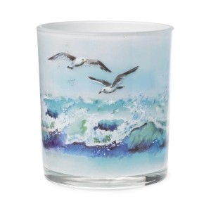 Windlicht Küstentraum 10 cm mit Möwen-Motiv für maritime Deko.