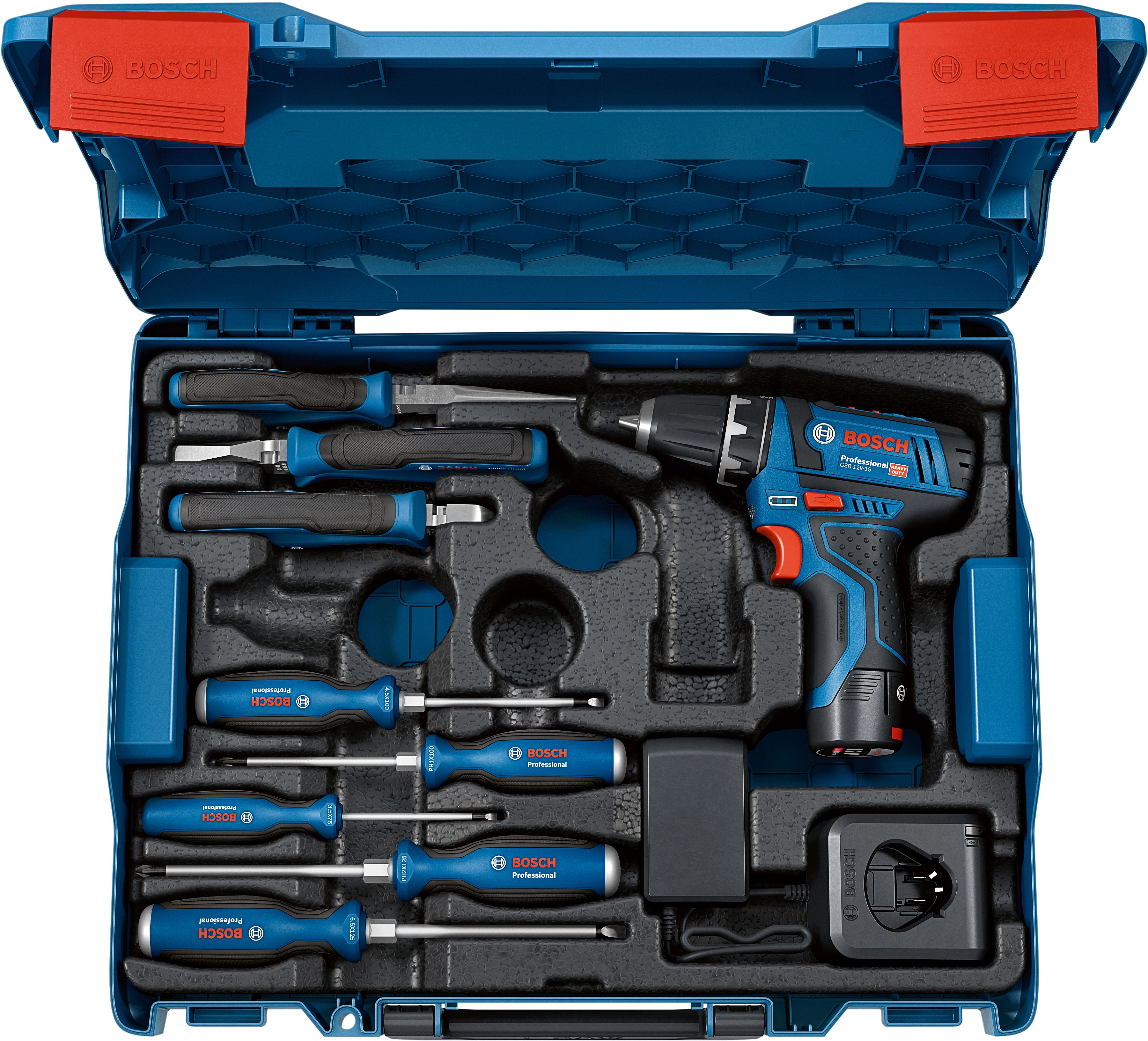 Bosch Professional Akku Bohrschrauber GSR 12 V 15 Handwerkzeug Set