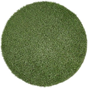 Runder, grüner Andiamo Kunstrasen mit 100 cm Durchmesser für Balkon und Terrasse.