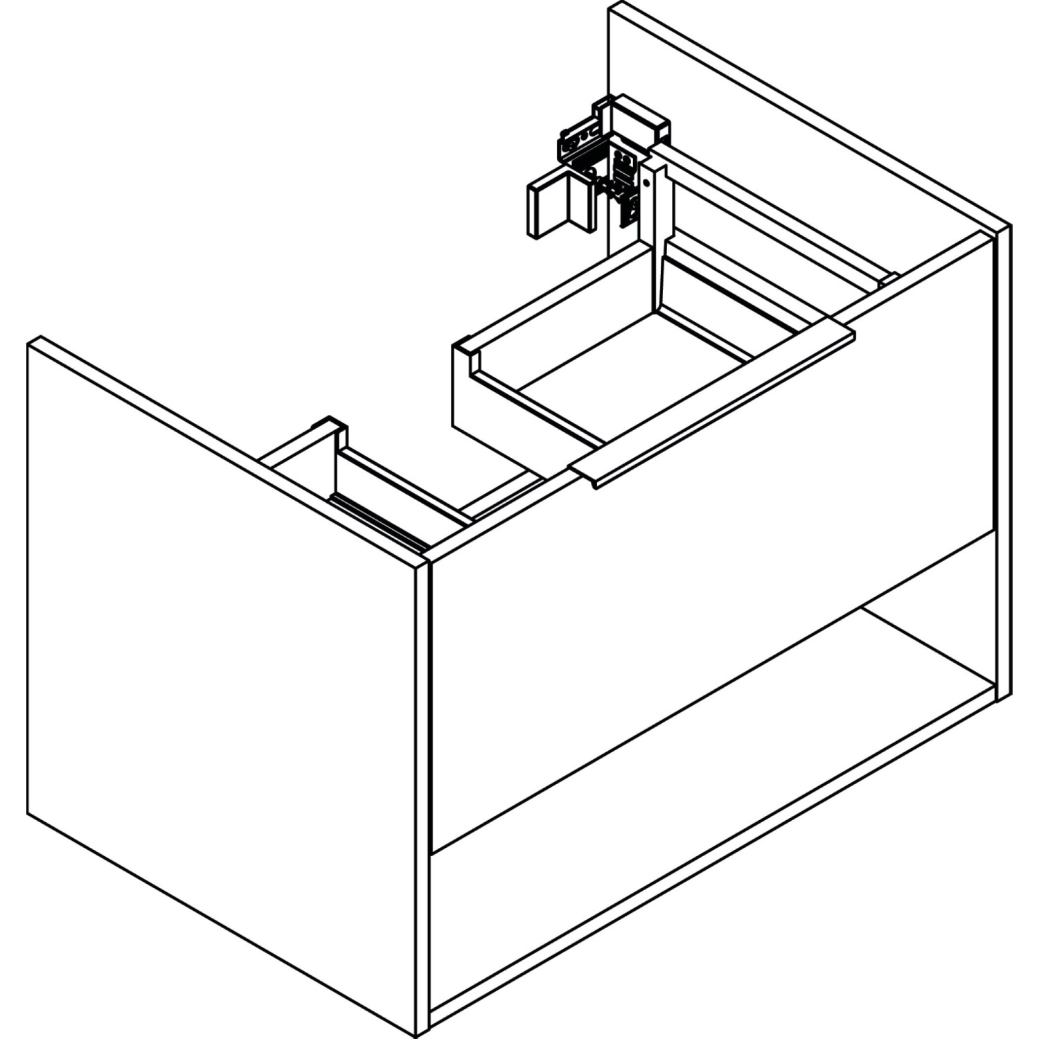 Fackelmann Waschtisch-Set B.Paris, 70,5cm, Schwarz Matt-Rigoletto Eiche, Umrisszeichnung