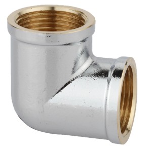 Verchromter Kirchhoff Winkel 90° mit 1/2 Zoll Innengewinde aus Messing für Sanitär und Heizung.