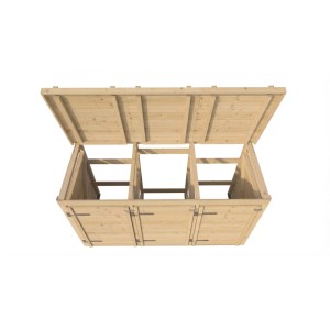 GH Killarney MB 3erNat Mülltonnenbox aus Holz, naturbelassen, für drei Tonnen, abschließbar.