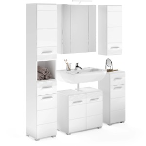 Badmöbel-Set Linus Hochglanz Weiß 150 cm 6-tlg.