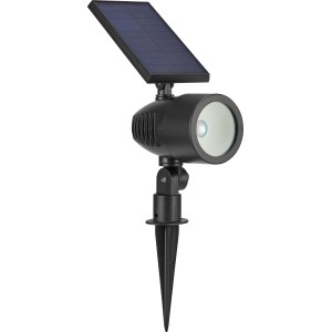 Schwarzer LED Solar Spot Fano mit Erdspieß für Garten und Terrasse.