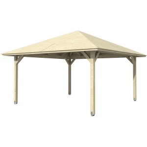Unbehandelter Holz-Pavillon Cannes 3 von Skan Holz, 424x424 cm, für den Garten.
