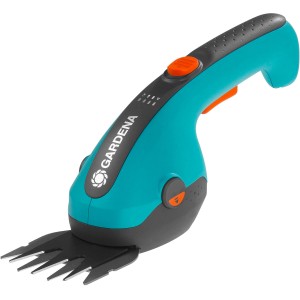 Gardena Gras- und Buchsmesser, Akku-Grasschere mit 8 cm Schnittbreite für präzise Rasenkanten und Formschnitte.