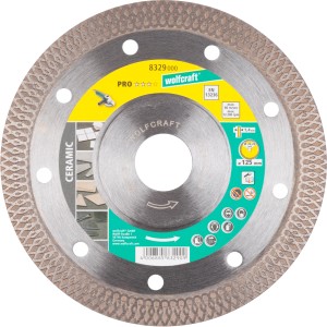 wolfcraft Diamant-Trennscheibe Pro Ceramic, Ø 125mm für Winkelschleifer. Zum Schneiden von Fliesen und Keramik.